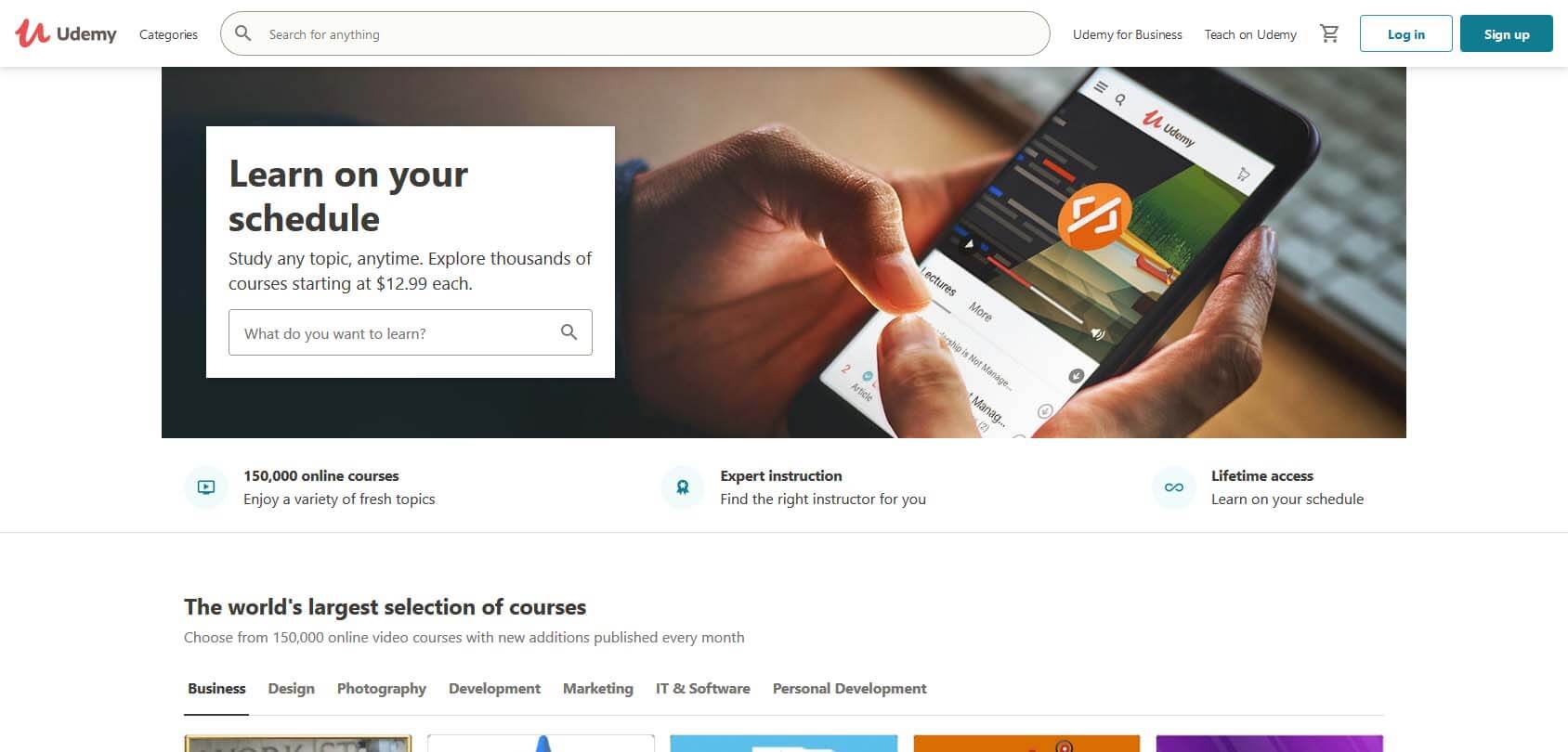 Udemy homepage