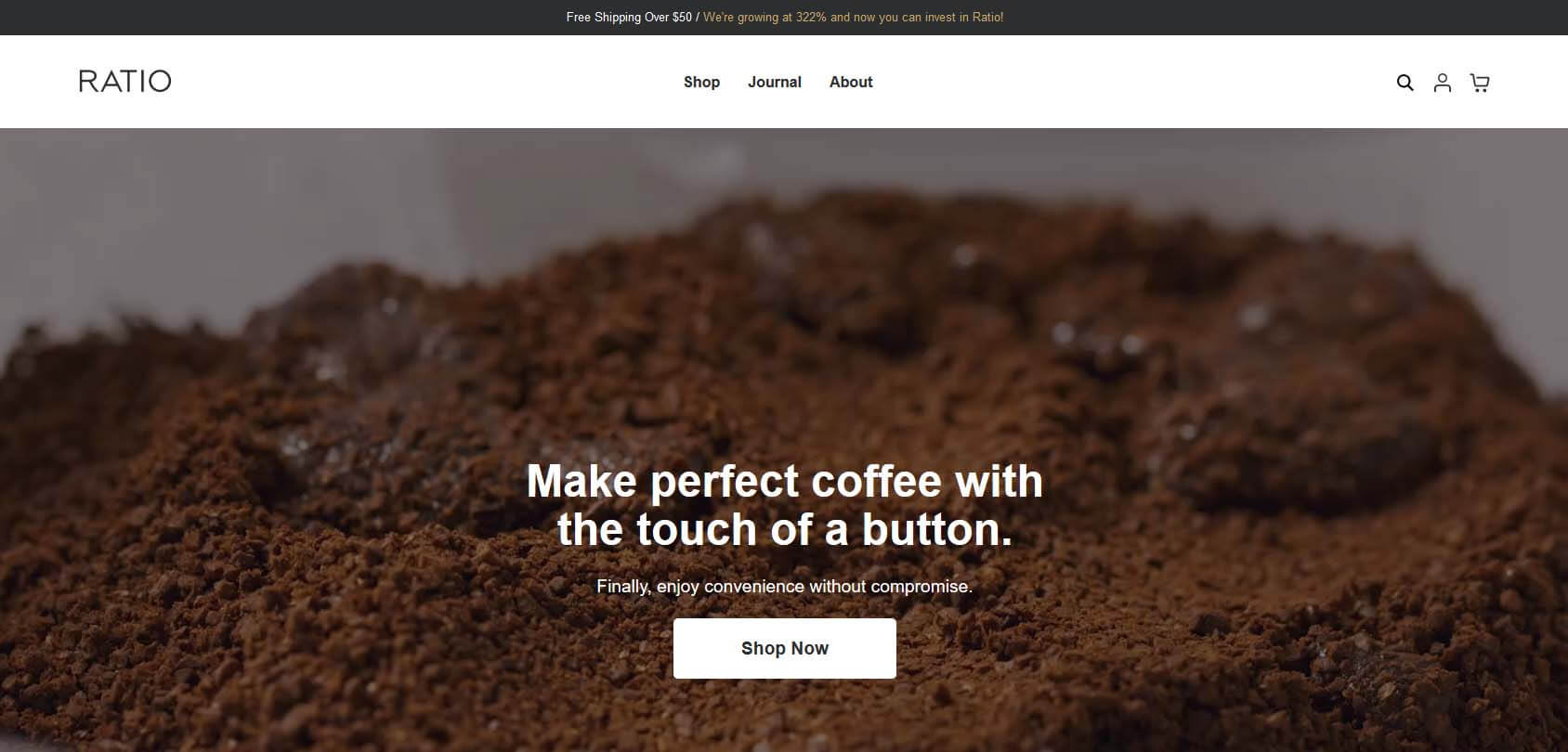 Ratio Coffee homepage