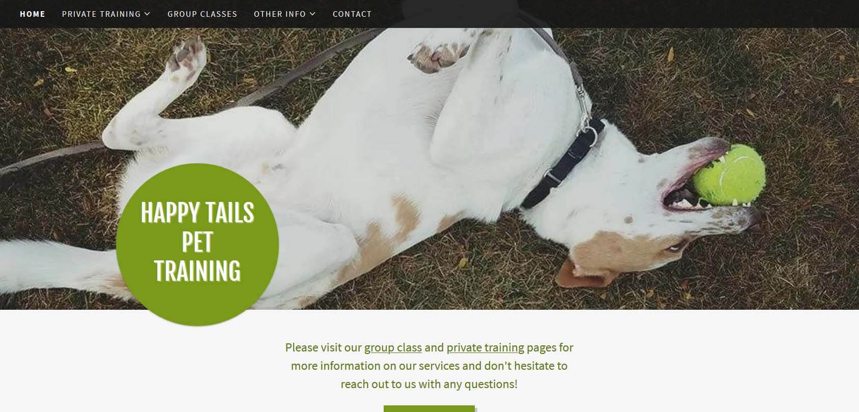 Happy Tails Pet Training Homepage