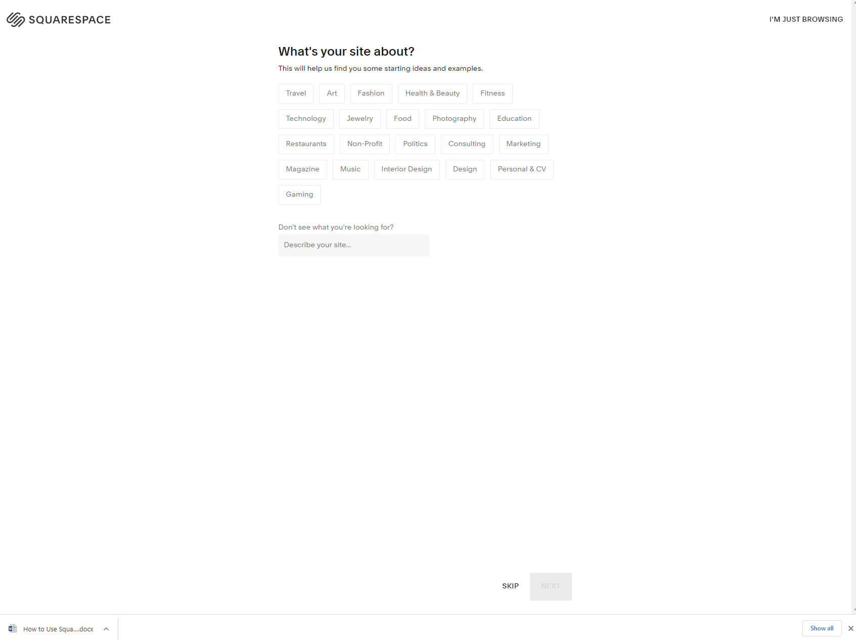 Squarespace questions site about