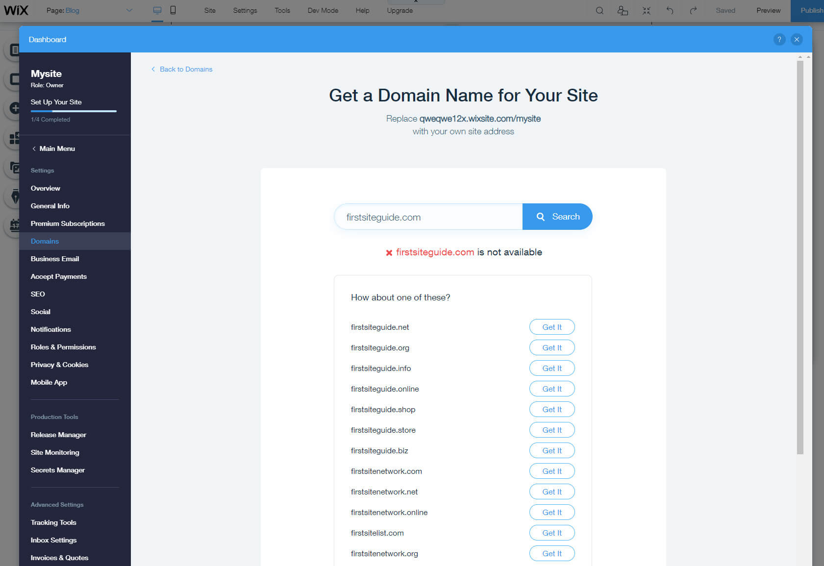 Wix domain