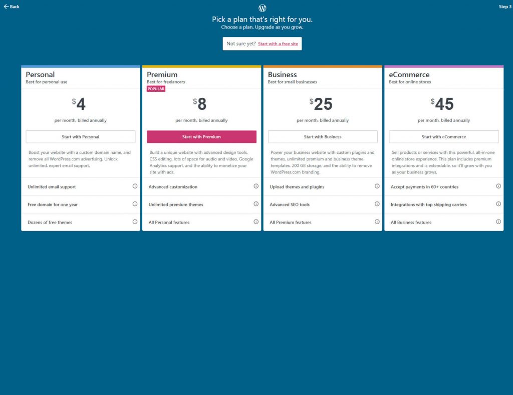 choose wp com plan