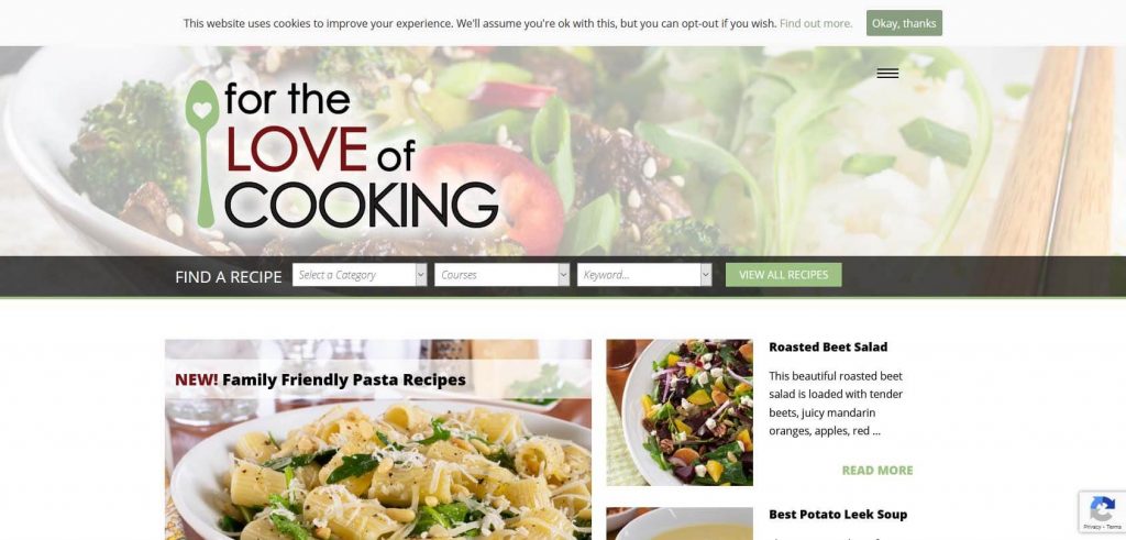 For the Love of Cooking Homepage