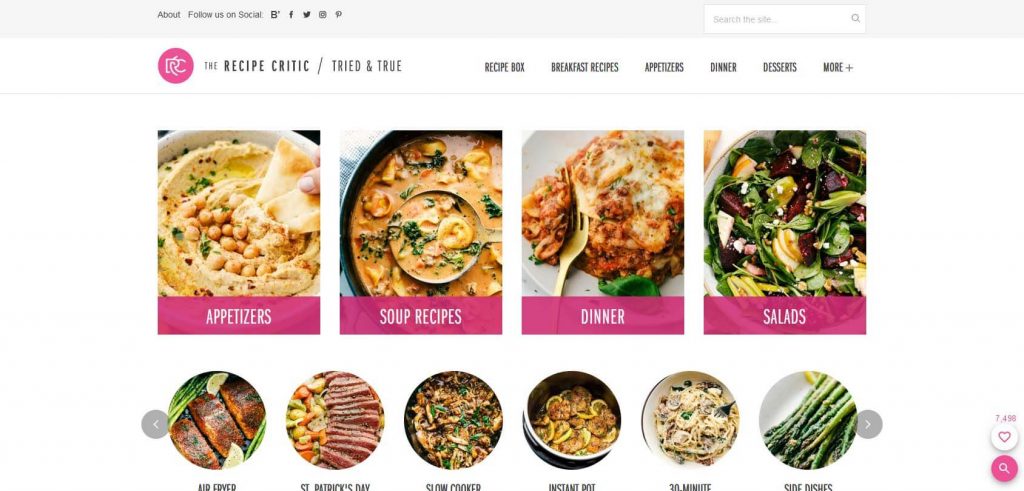 The Recipe Critic Homepage