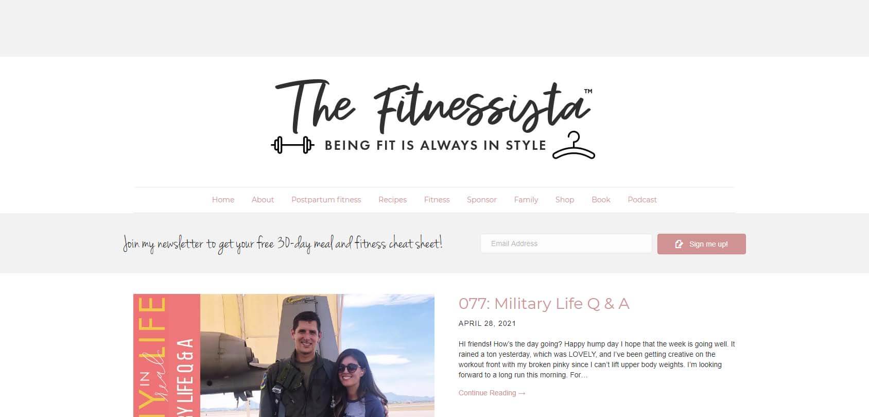 The Fitnessista Homepage
