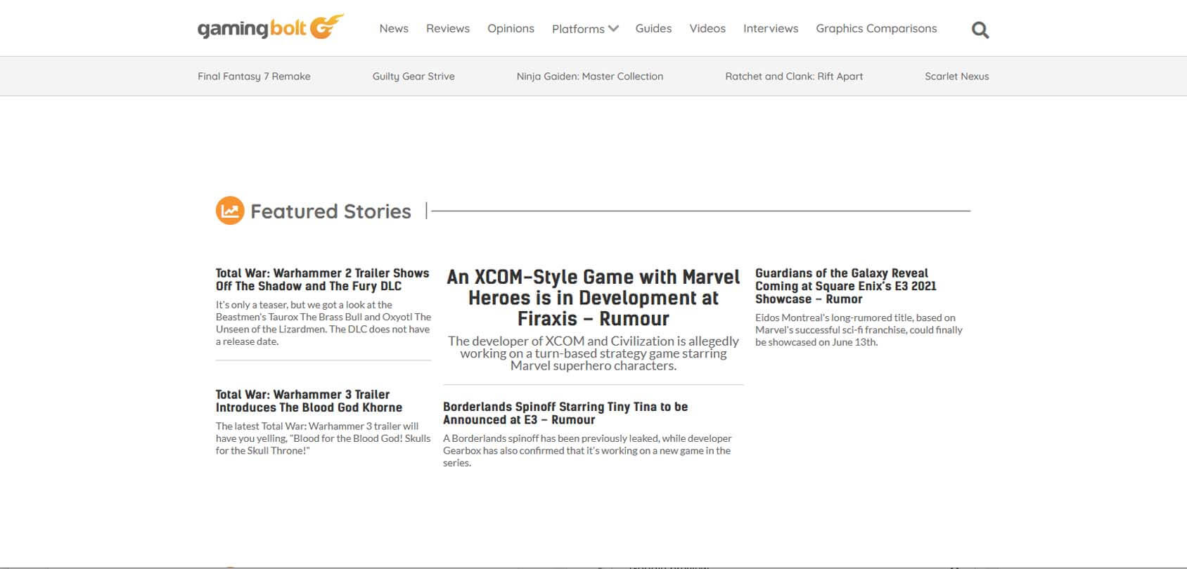 Gaming Bolt Homepage