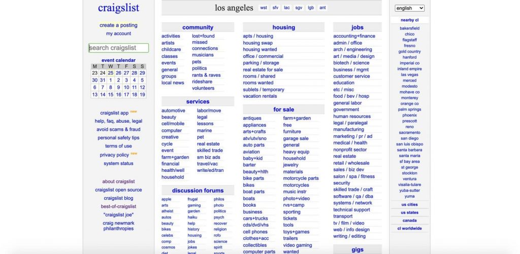 craigslist homepage