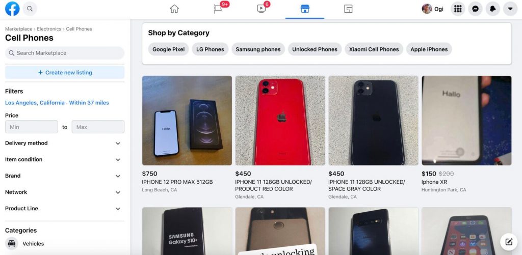 facebook marketplace homepage