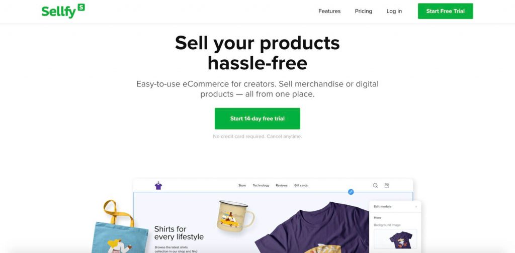 sellfy homepage