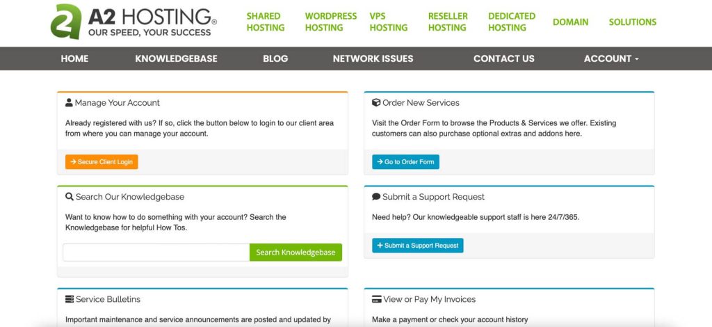 a2 hosting customer portal