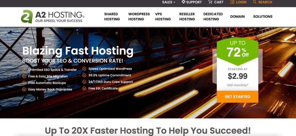 a2 hosting homepage