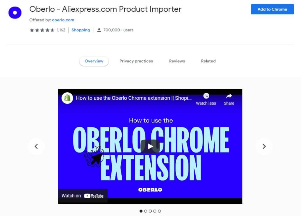 oberlo chrome extension