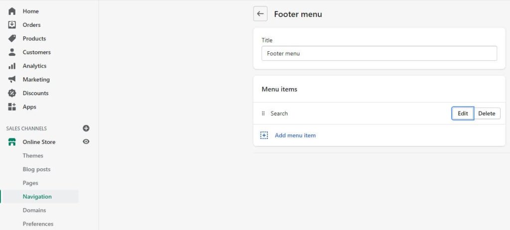 shopify footer navigation