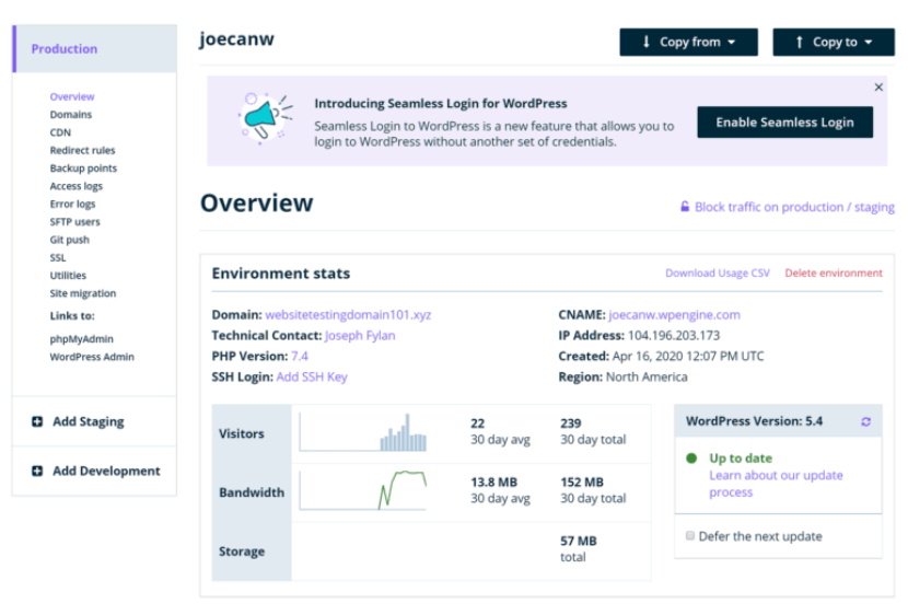 wpengine control your site