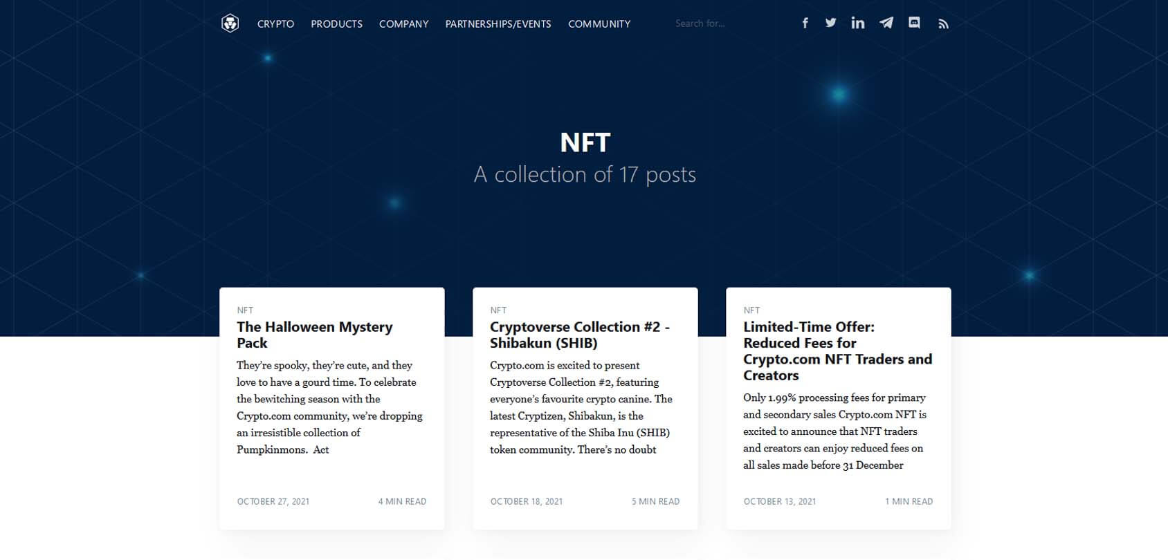 Crypto.com NFT Homepage