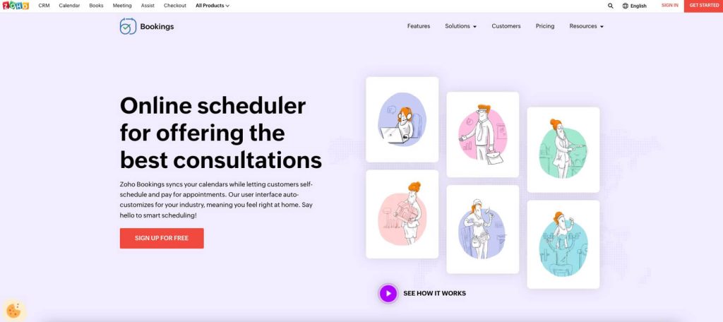 zoho bookings homepage