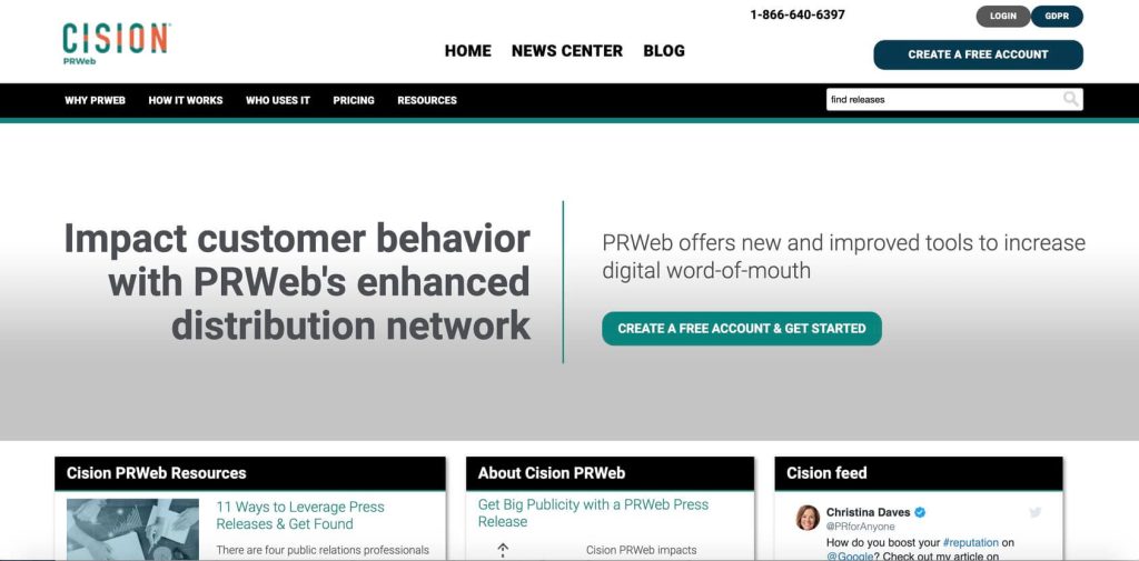 prweb homepage