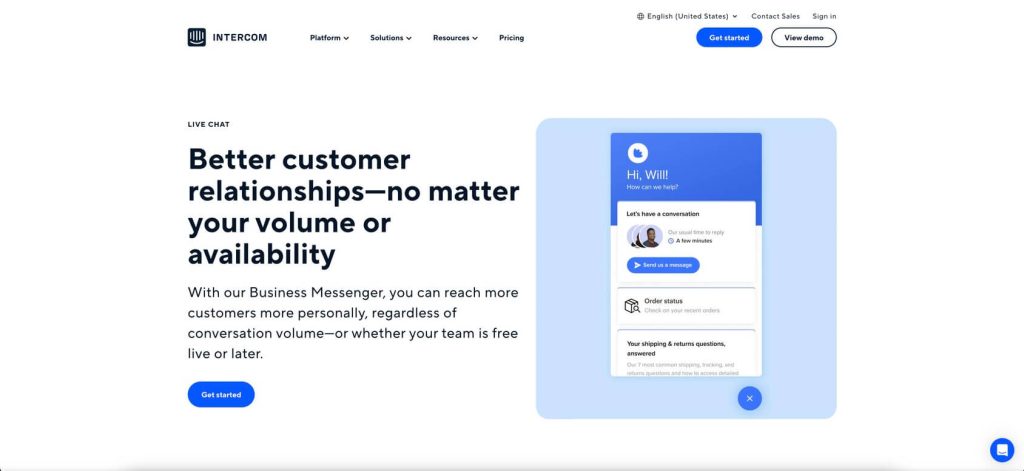 intercom homepage