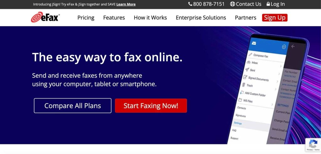 efax homepage