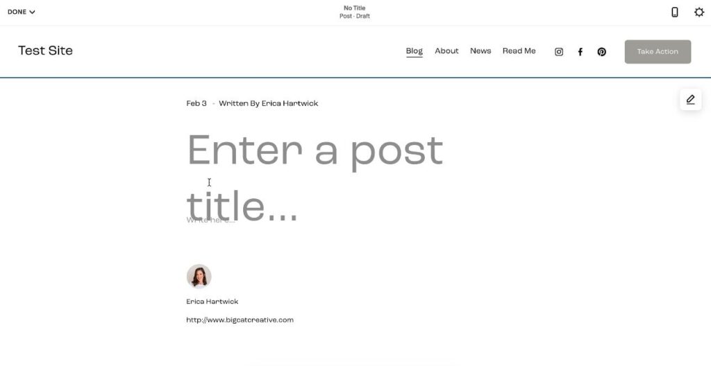 title for your new blog post squarespace