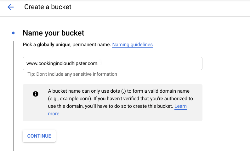 Google Name your bucket
