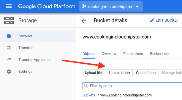 Google Cloud Bucket details
