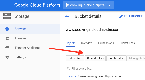 Google Cloud Bucket details