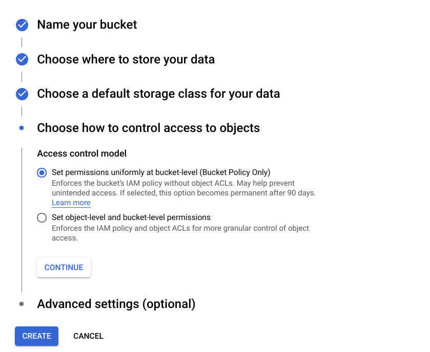 Google Cloud Select object control access
