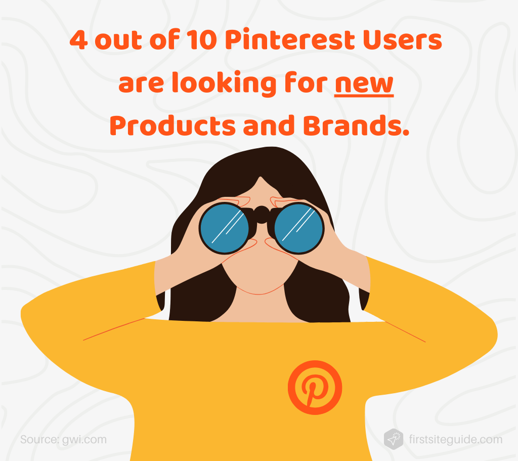woman looking through binoculars topic 40% of pinterest users are looking for new brands and products