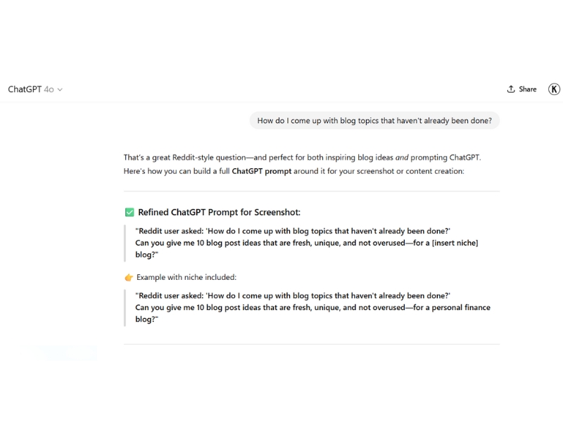 Chatgpt entry request created with real Reddit questions about blog chemistry fights.