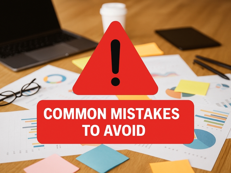 Warning sign that symbolizes common mistakes that can be avoided when creating a content marketing plan.