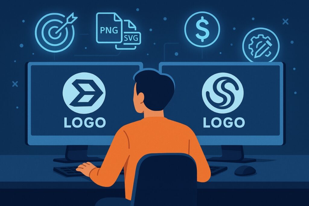 Decision process for selecting the best AI logo generator for your business goals