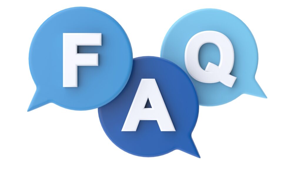 Illustration of a FAQ section with question and answer icons that have a common concerns about the automation of content marketing.