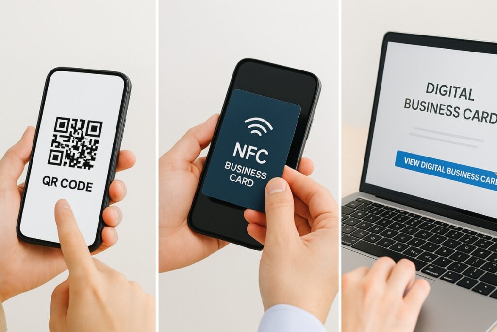Here's how to create a digital business card that actually converts Different ways to share a digital business card (QR, NFC and Link).
