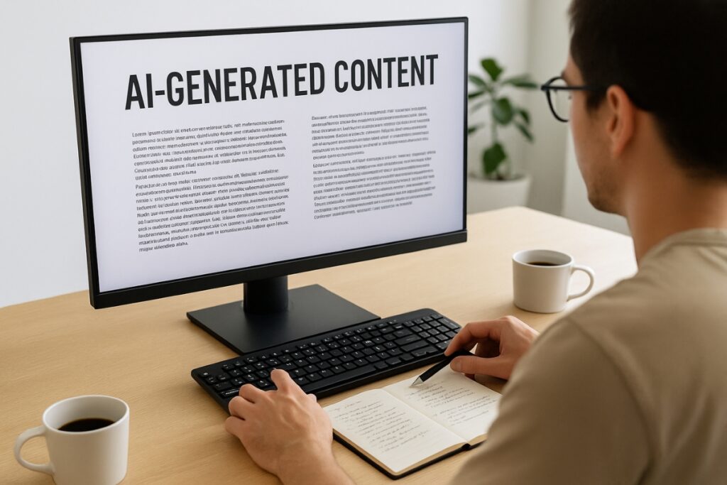 AI vs. Human Authors: Can Data Prove Who Will Win in 2025? Human content editor reviews AI-generated articles
