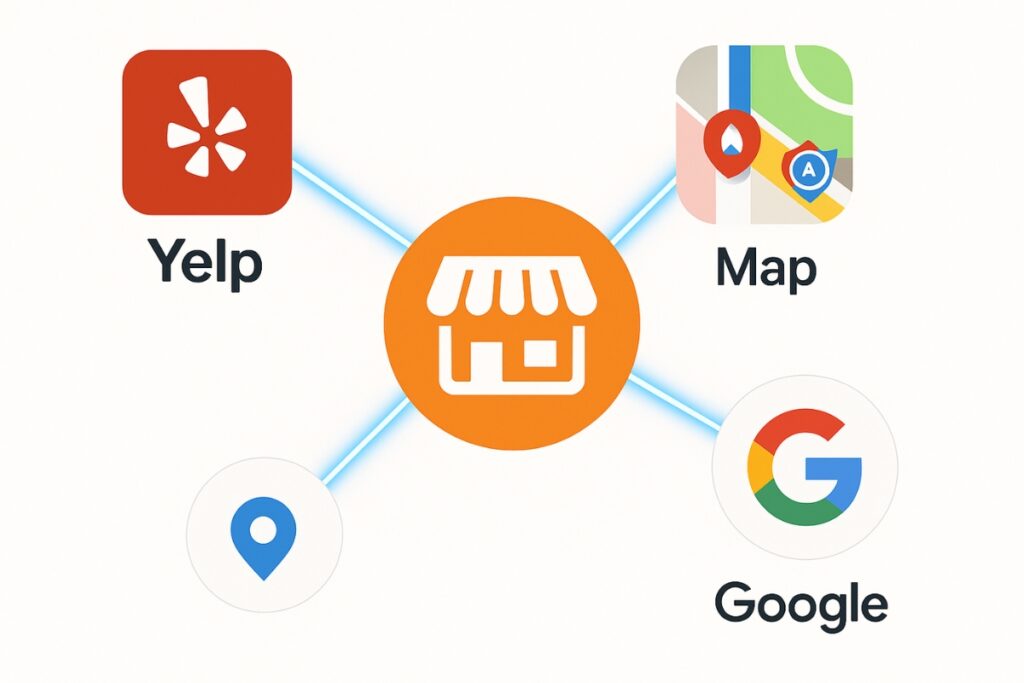 Local SEO for eCommerce stores made easy Visual concept of local citation and backlink network