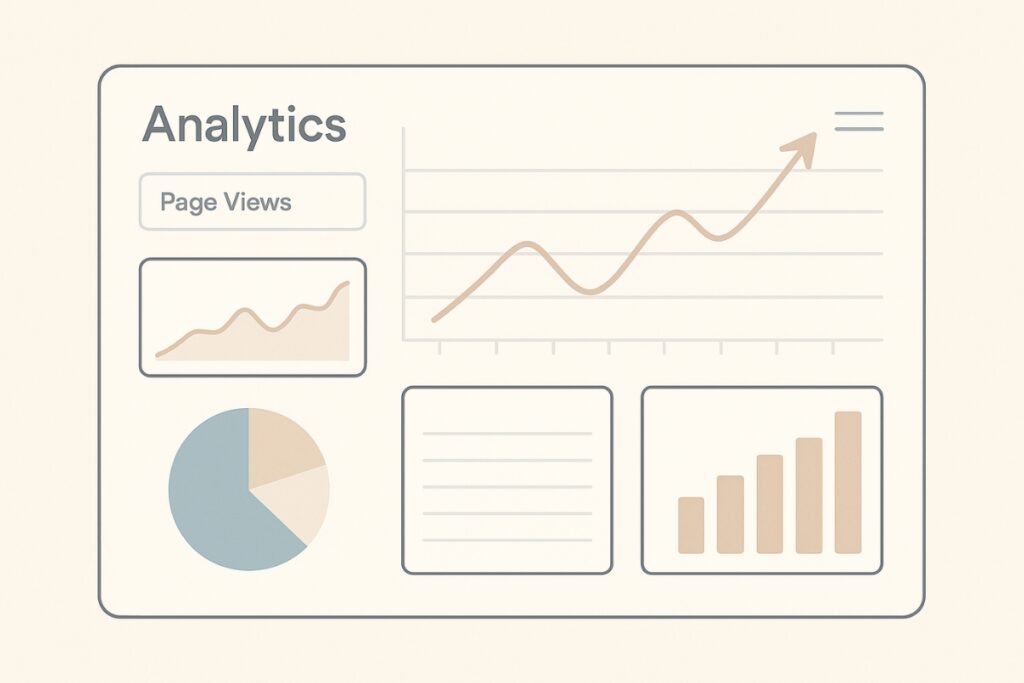Here's how to easily repurpose blog content for Substack Illustration of the analytics dashboard with page views, engagement metrics and growth trends.