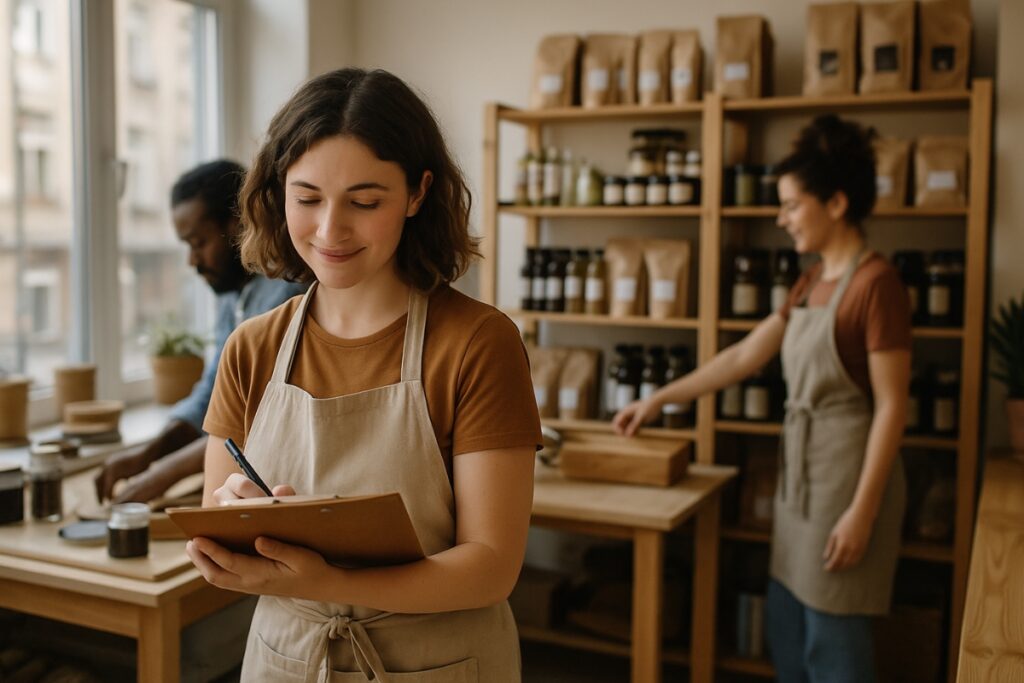 Behind the scenes view of a local business showing everyday work environment.