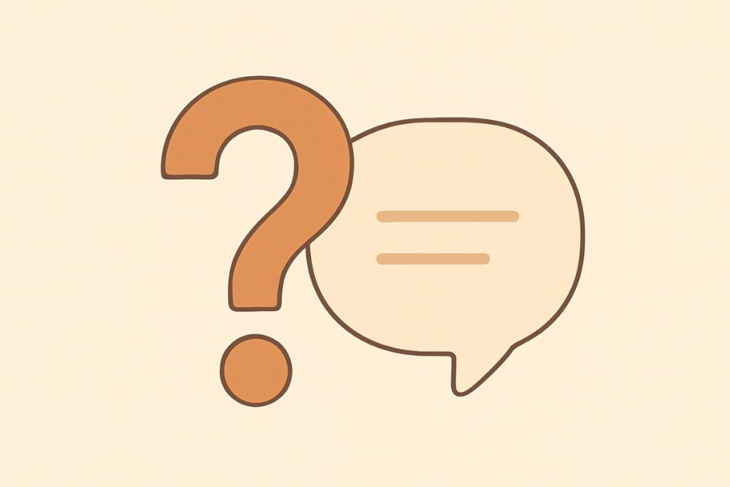 Here's how to easily repurpose blog content for Substack Question mark icon and speech bubble in flat minimalist style.