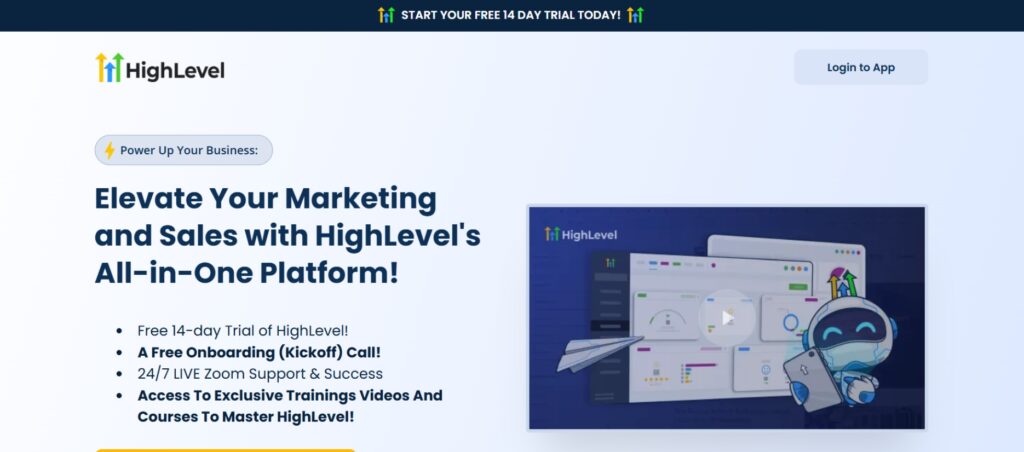Gohighlevel homepage
