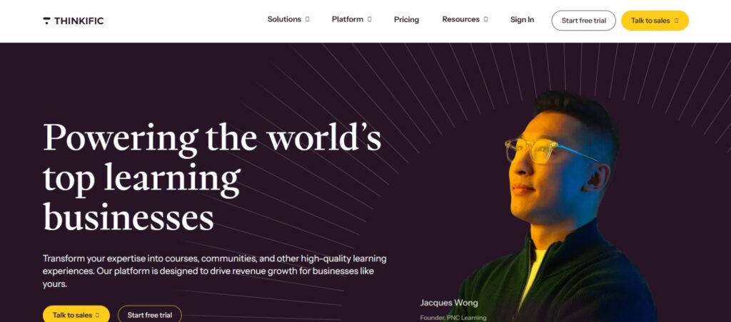 Thinkific homepage
