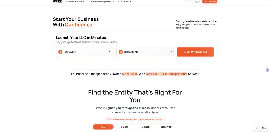 bizee homepage