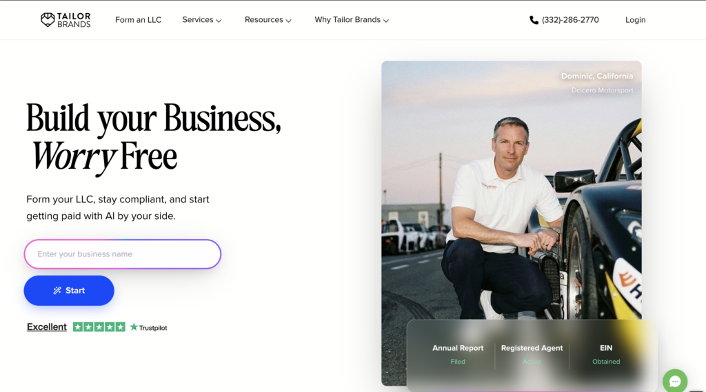 tailor brands llc formation homepage