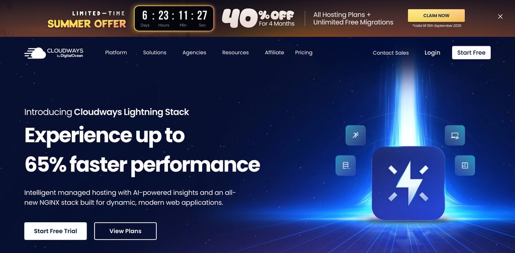 Cloudways homepage