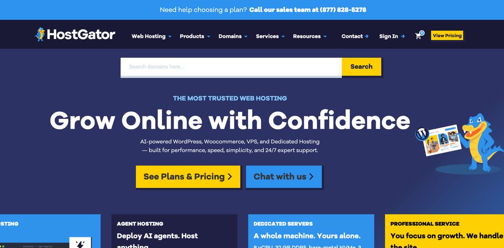 HostGator homepage